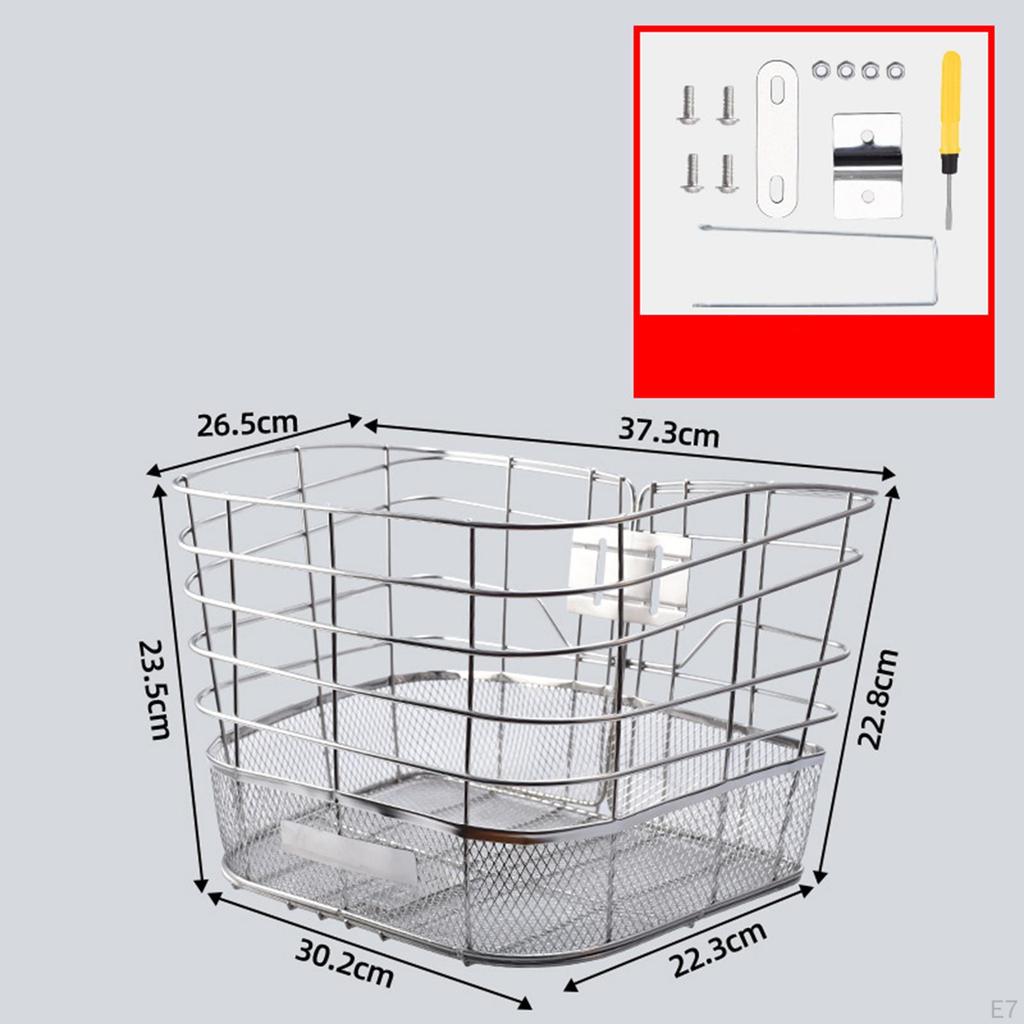 Bike Basket Front Stainless Steel Portable Mountain Bikes Storage Rack for Commuting