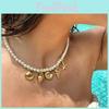 Oceanic Shell Starfish Pendant Necklace With Pearl Accents For Women