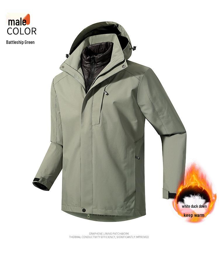 Unisex Waterproof Windproof 2-Piece Outdoor Jacket Set for Camping & Mountaineering