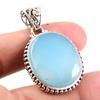 Natural Aqua Chalcedony Gemstone 925 Solid Sterling Silver Pendant 1.6" e0N93
