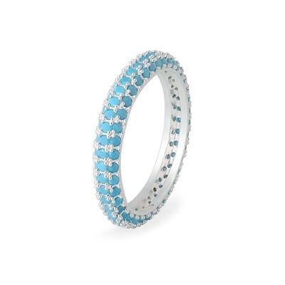 Raindrop Jewelry Raindrop Turquoise Round Pavé Eternity Ring [S925]