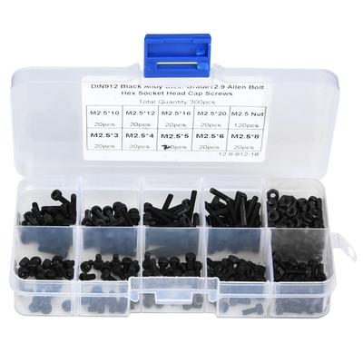300pcs M2.5 X 320mm 12.9 Grade Black Alloy Steel Hex Socket Head Cap Screw Bolt with Nut