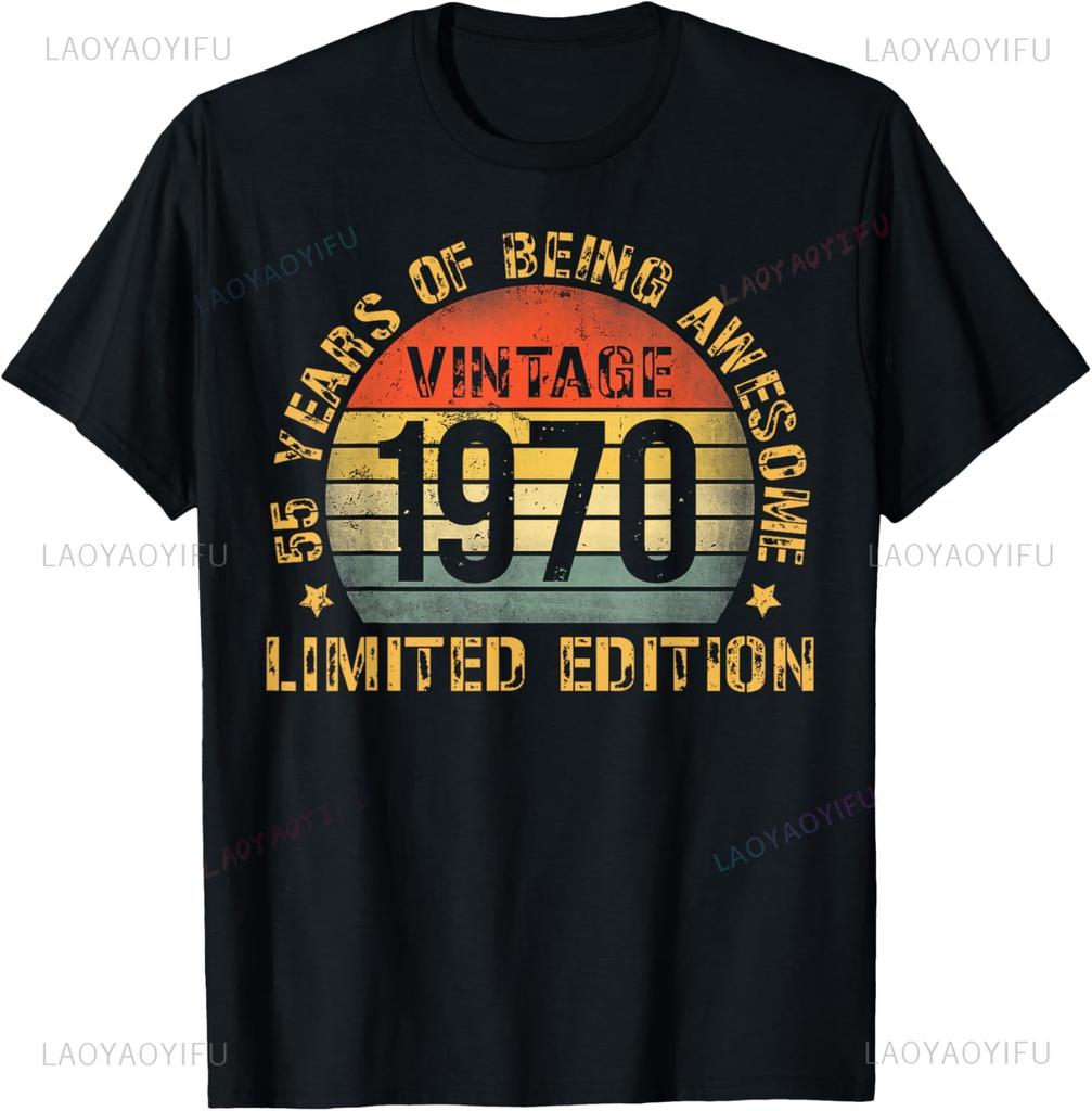 55 Years Old Gifts Vintage 1970 Music Cassette 55th Birthday T-Shirt Unisex Summer Streetwear Tops Casual Camiseta Hombre