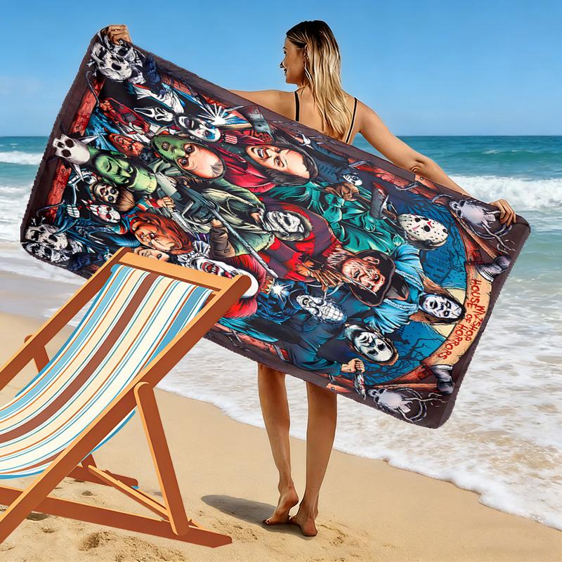 Telo Mare con Stampa Film Horror, Grande Morbido Asciugatura Rapida per Spiaggia Campeggio Nuoto