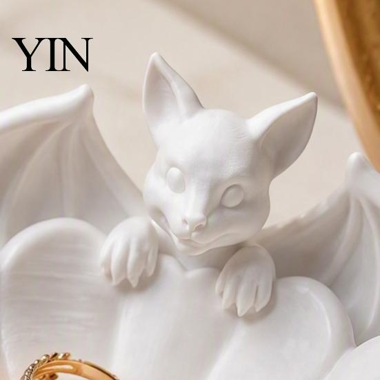 Bat Shape Snack Tray Halloween Candy Dish, 3D Printed Matte White PLA Unique Gift for Friends Bowl, Gothic Table Ornament Entryway And Coffee