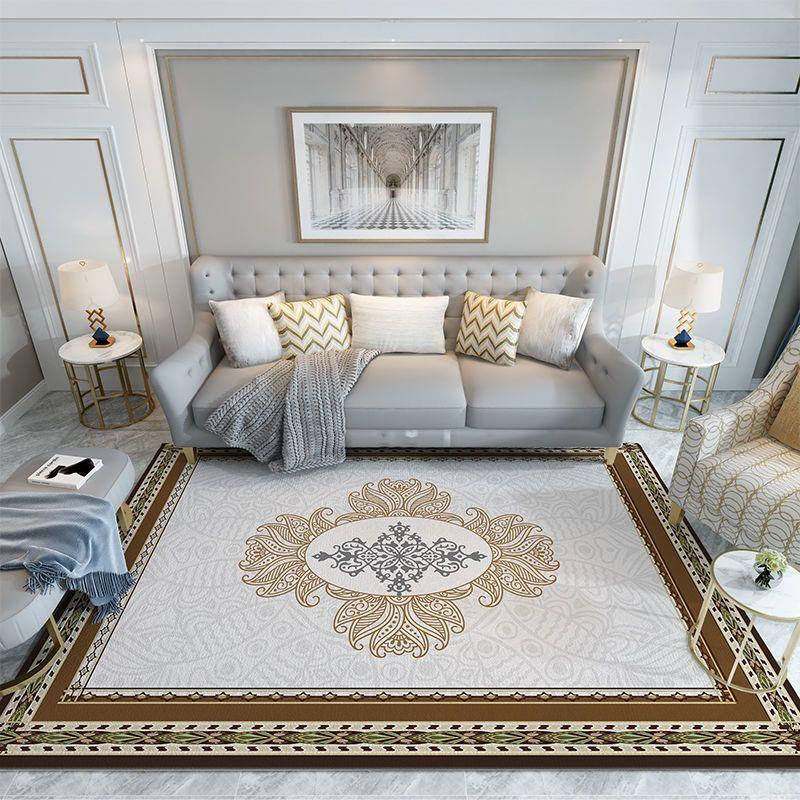 Retro American Style Living Room Carpet Classical Decoration Home Sofa Machine Washable Rug Lounge Bedroom Non-slip Mat Fully