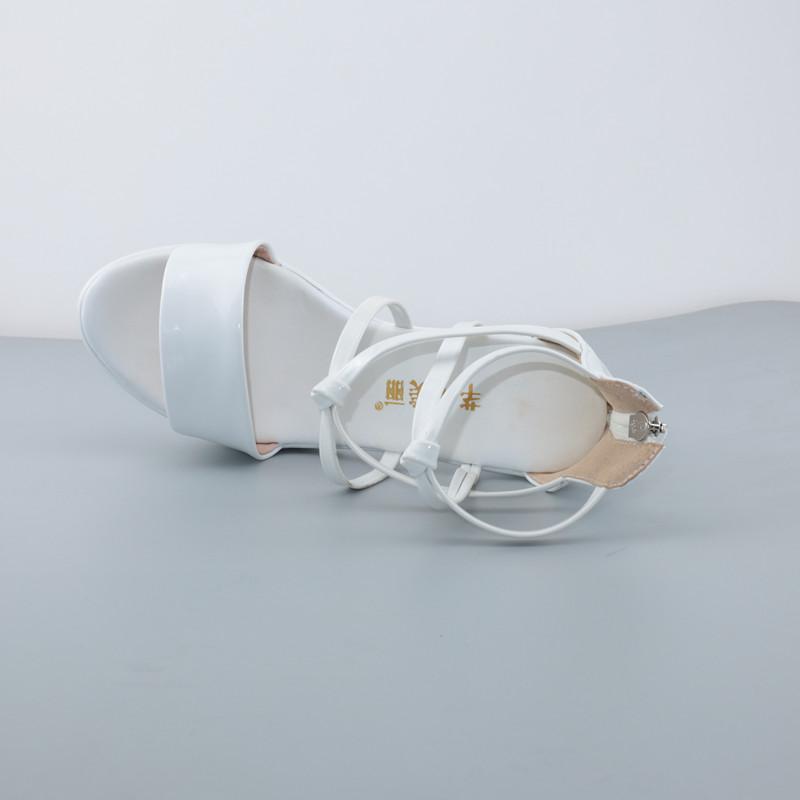 Big Size 32-43 Block Heel Platform Sandals Women Wedding Shoes Summer High Heels Gladiator Sandals Patent Leather Sandals