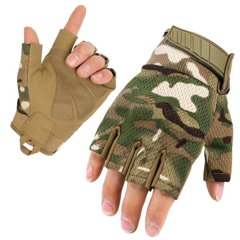 Anti slip Touch Screen Thin Camouflage Half Finger Gloves Men's Spring and Summer Outdoor Cycling Breathable Tactical Gloves Equipment
