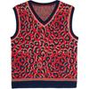 X Wales Bonner Animal Print V-Neck Knit Sports Sleeveless Vest Men Tops KD0335