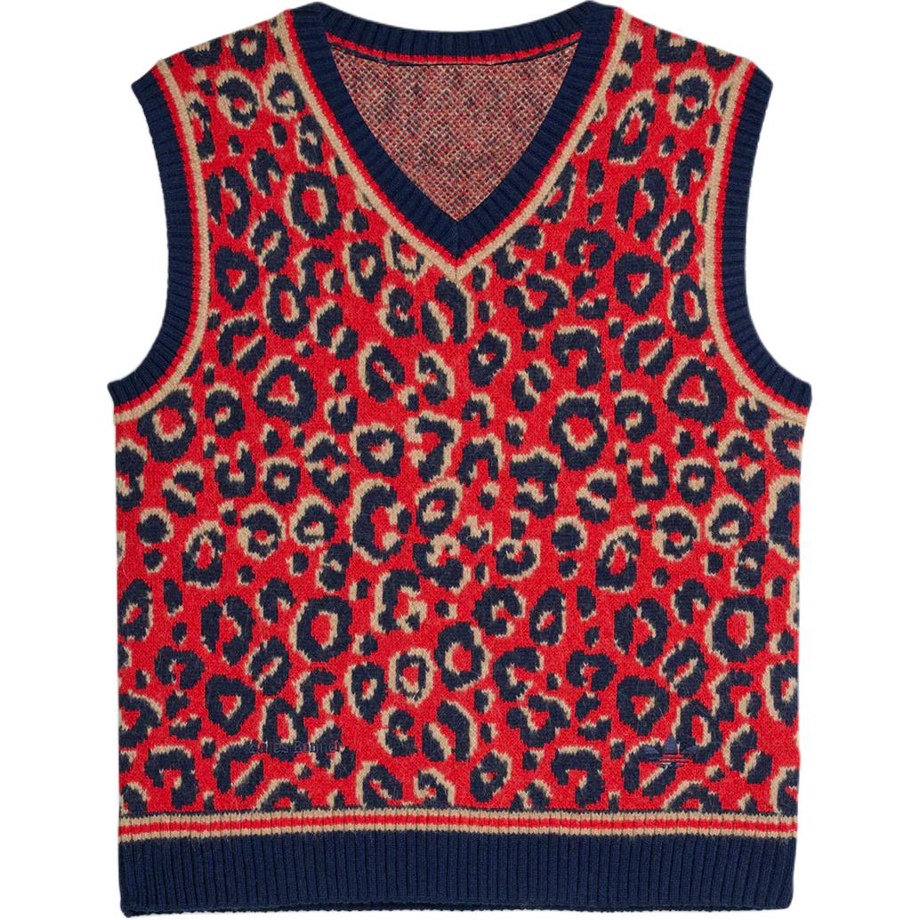 

Adidas X Wales Bonner Animal Print V-Neck Knit Sports Sleeveless Vest Men Tops KD0335 XS