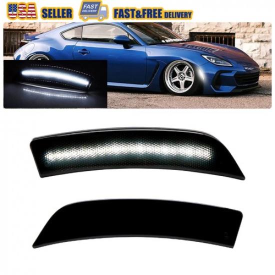 

2x Smoked Lens White Full LED Side Marker Lights For 22+ Subaru BRZ Toyota GR86