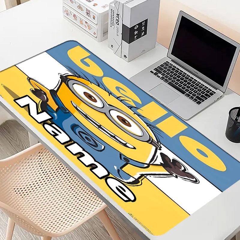 Custom Name Personalized Minions Pattern Mousepad, Laptop PC Desk Mat, Decorative Desk Mat for Home Keyboard Pad Gift