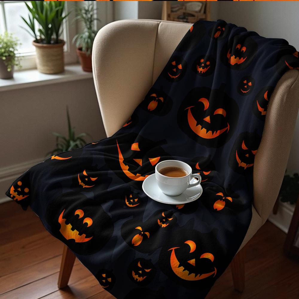 Dark Halloween Swirl Cartoon Anime Print Flannel Blanket Soft Warm Throw for Kids Bedroom Sofa Christmas Office Car