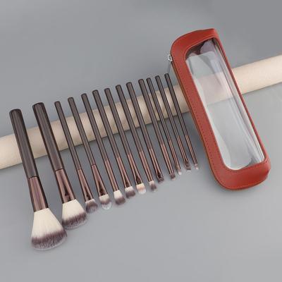 Braunes 7/11/13-teiliges Make-up-Pinselset mit Tasche - Weiche Borsten für Concealer, Lippen, Lidschatten & Puder