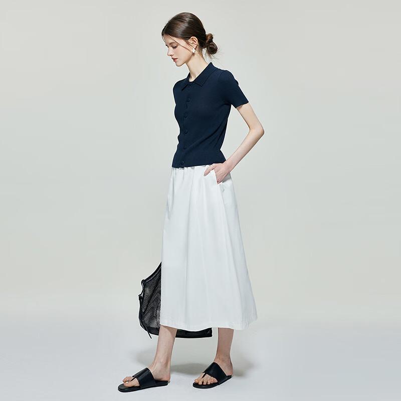 Women's Slim Fit Knitted Polo T-Shirt with Tencel Blend