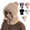 Plush Balaclavas Hat Fluff Knitted Beanies Hat Fashion Hooded Cap  Outdoor