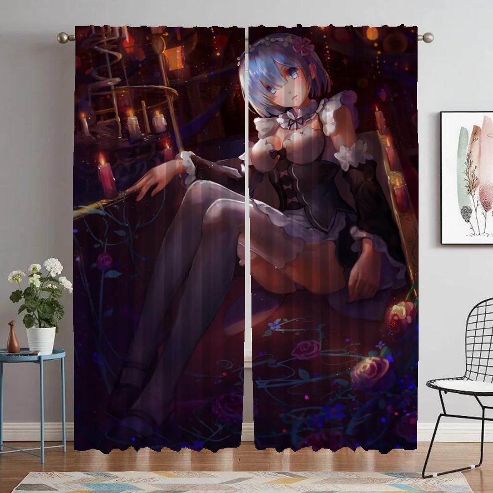 

Kitchen Curtains for Living Room Curtain Re-zero Halloween Decoration Tulle for Bedroom Blackout Curtains 2 Pieces Shades Camera W50xH70cmx2pcs-CL
