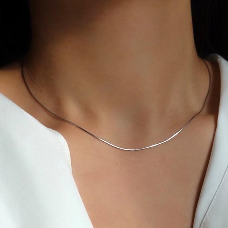 Lightweight Necklace Elegant Snake Chain Choker Necklace for Women  Jewelry Gift Thin Snake Bone Chain  Gifts серебряный