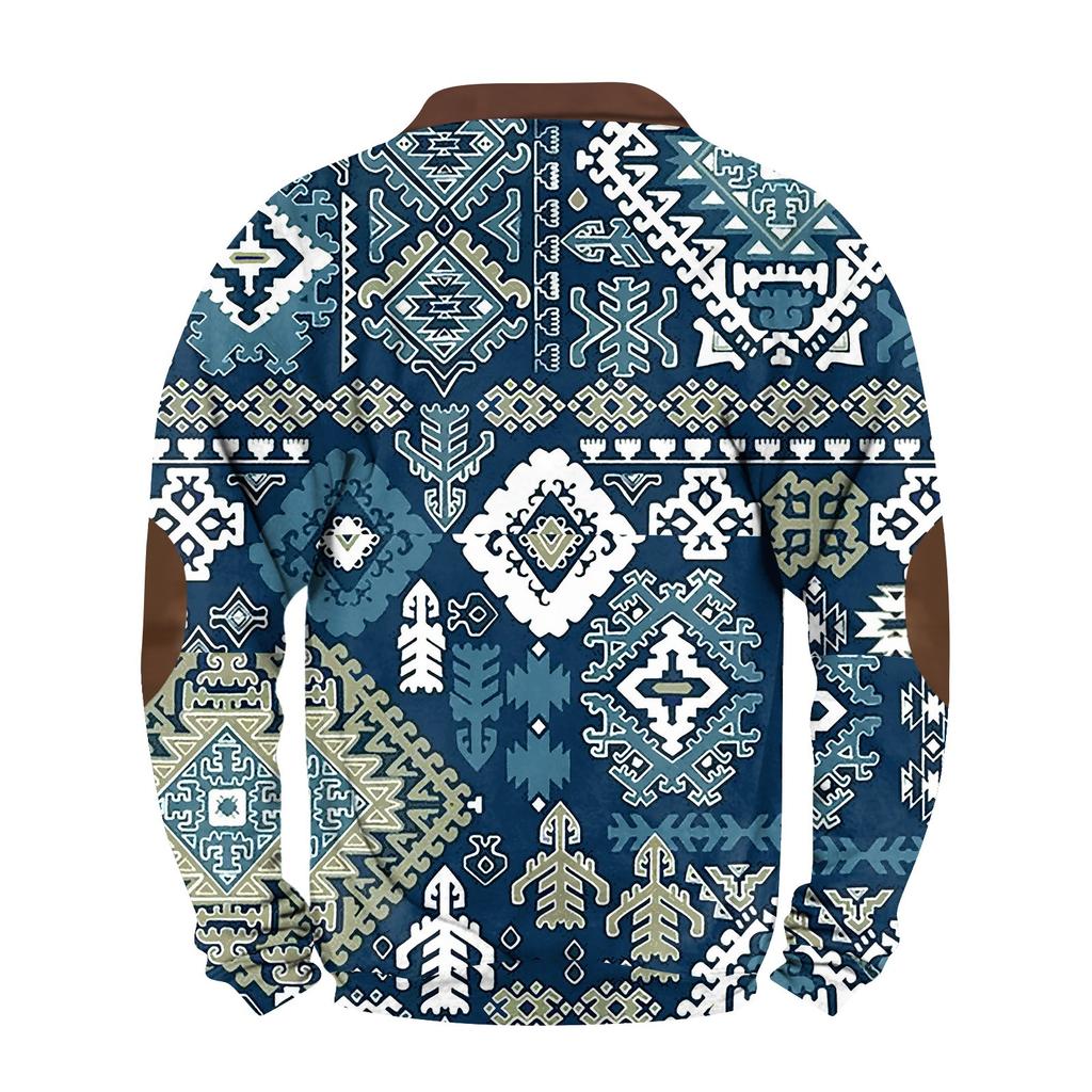 Men'S Retro Casual Sportswear With Open Zipper Sweatshirt Jacket