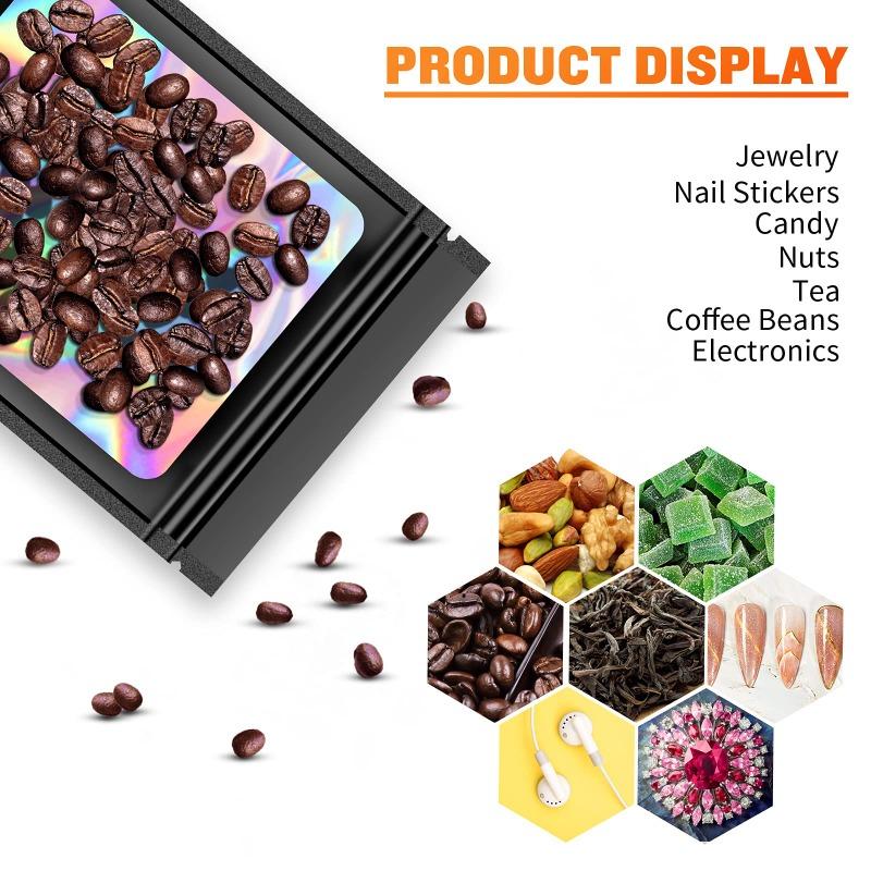 Holographic Ziplock Bags Plastic Laser Iridescent Zip Bags for Manicure Eyelash Display Earrings Ring Jewelry Storage Bag