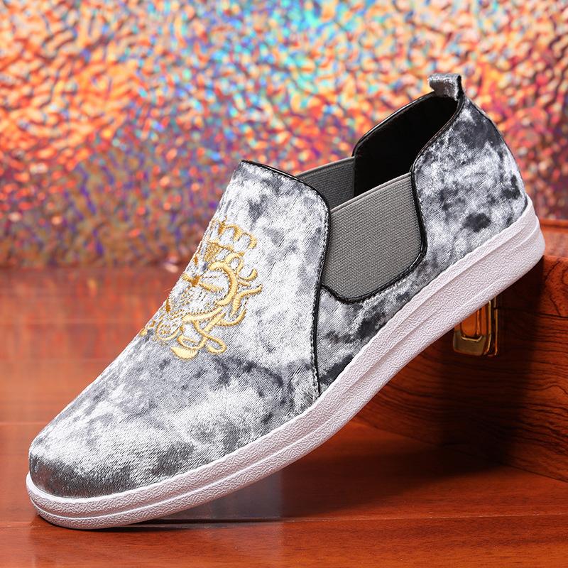 

Amazon горячие продажи мужская обувь осень обувь кэжуал на одной педали мужская новая обувь для скейтборда для мальчиков европейские и американские лоферы 48 серый