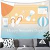 Summer Beach Tapestry Wall Hanging Cartoon Summer Beach  Party Home Bedroom Living Room Aestheticism Decor Background Tapestry