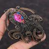 Natural Kingman Pink Dahlia Turquoise Pendant Copper Wire Wrapped Pendant Gemstone Jewelry Handmade Octopus Pendant Copper Jewelry For Gift