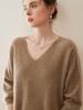 Women's 100% Cashmere Round Neck Long Knit Dress - Thickened Loose Fit for Autumn/Winter, Over-the-Knee Style.