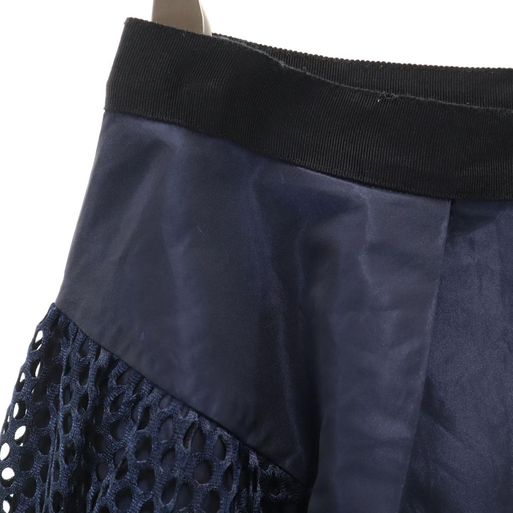 LANVIN en Bleu Made In Japan Midi Length Mesh Switching Flare Skirt 38 Women Used