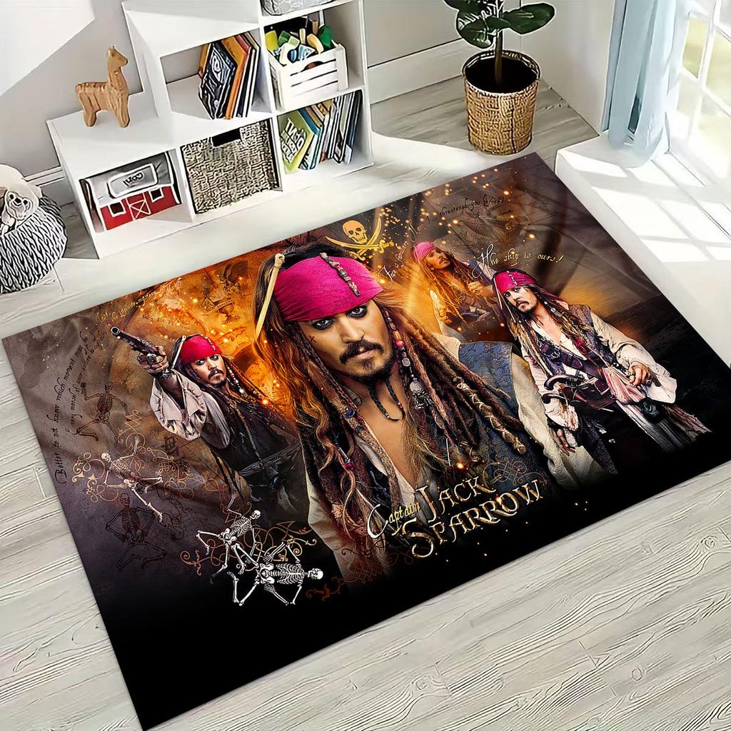 Captain Jack Pirates of The Caribbea Johnny Depp Carpet Rug for Bedroom Living Room Sofa Home Doormat Decor,Non-slip Floor Mat