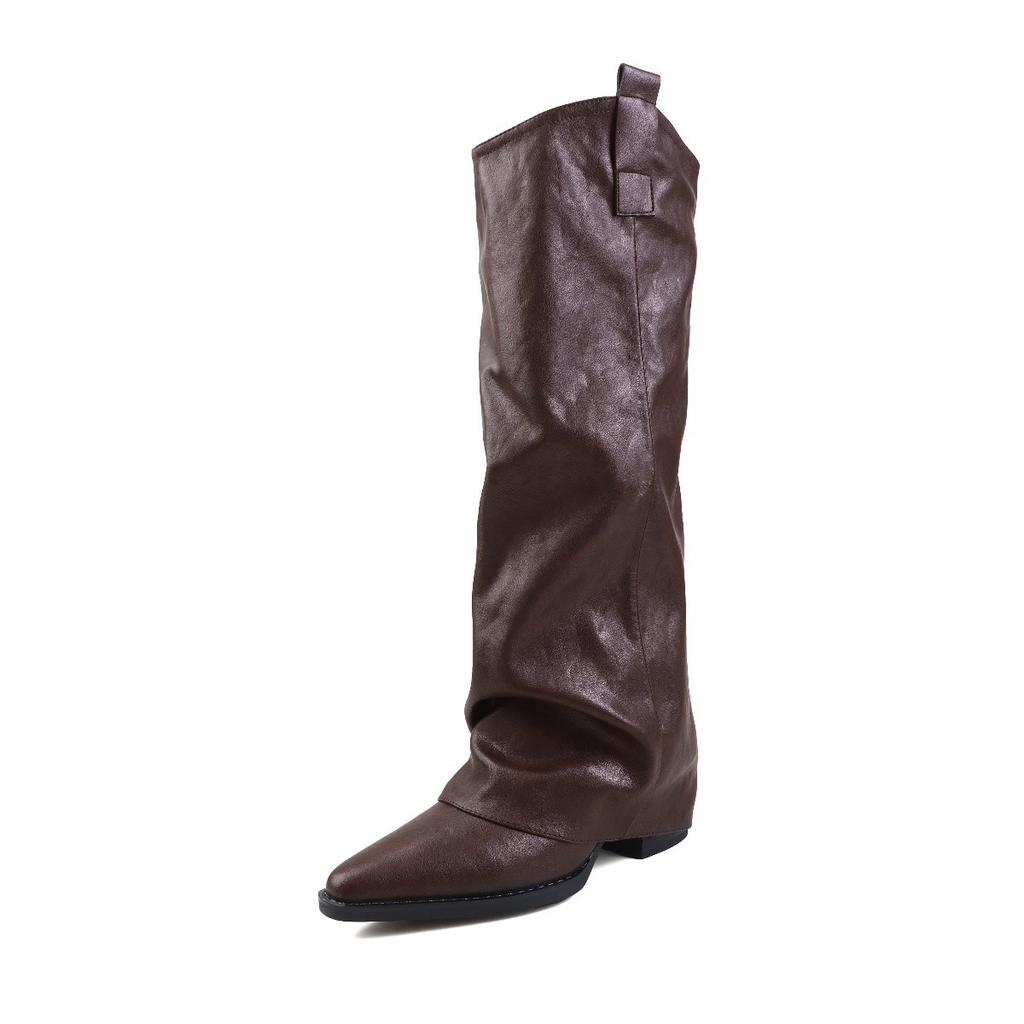 New boots pointed but knee boots loose high boots thick heel trouser tube boots