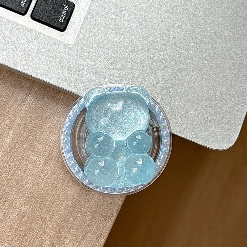 Color Pearl Glitter Bear Mobile Phone Airbag Bracket Magnetic Suction Magsafe Paste Creative Ring Lazy Women
