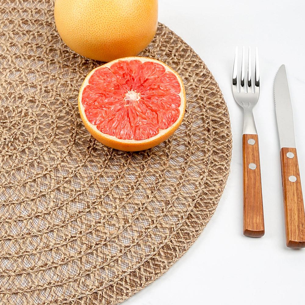 6/4pcs European Style Round Jute Placemat Dining Table Decoration Mats Household Insulation Pad Flower Pot Bowl Mats Cup Coaster