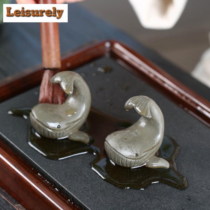 Purple Clay Whale Teapot Lid Holder Pen Tea Pet Vintage Tea Spirit Tea Figurine Play Toys Tea Statue Ornaments Supplies Craft