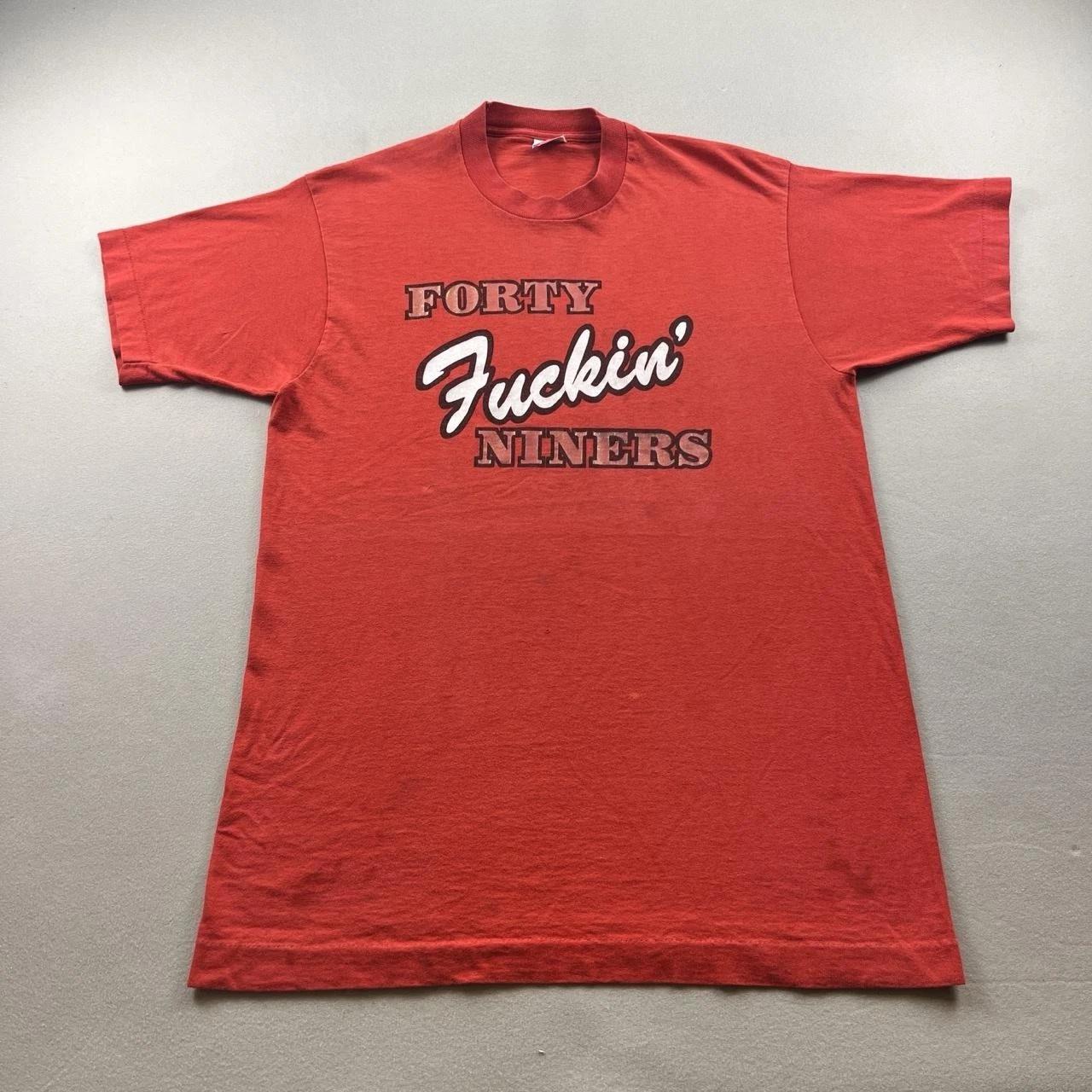 Vintage San Francisco 49ers T-Shirt Mens Large Red NFL Football Forty Niners 80s L