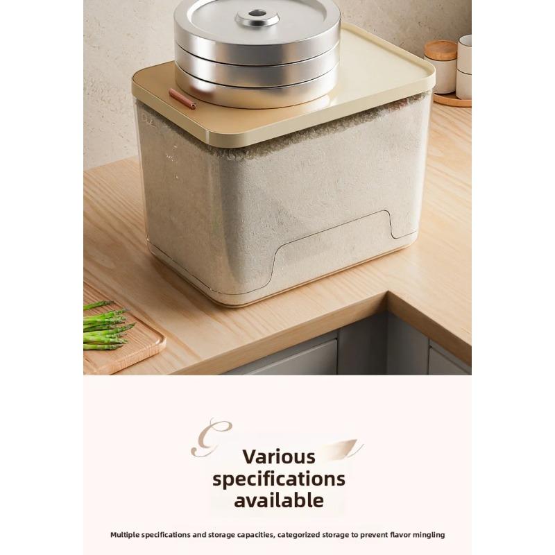 Sliding Lid Rice Storage Box New Plastic Food Grade Grain Bin Moisture Proof Multi-functional Rice Bucket Kitchen Food Storage Organizer