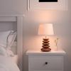 48.26 Cm Wood Pebble Table Lamp Cream Jute Lamp Shade For Bedroom, Bedside, Living Room, Home Decoration, Hotel Led Bulb