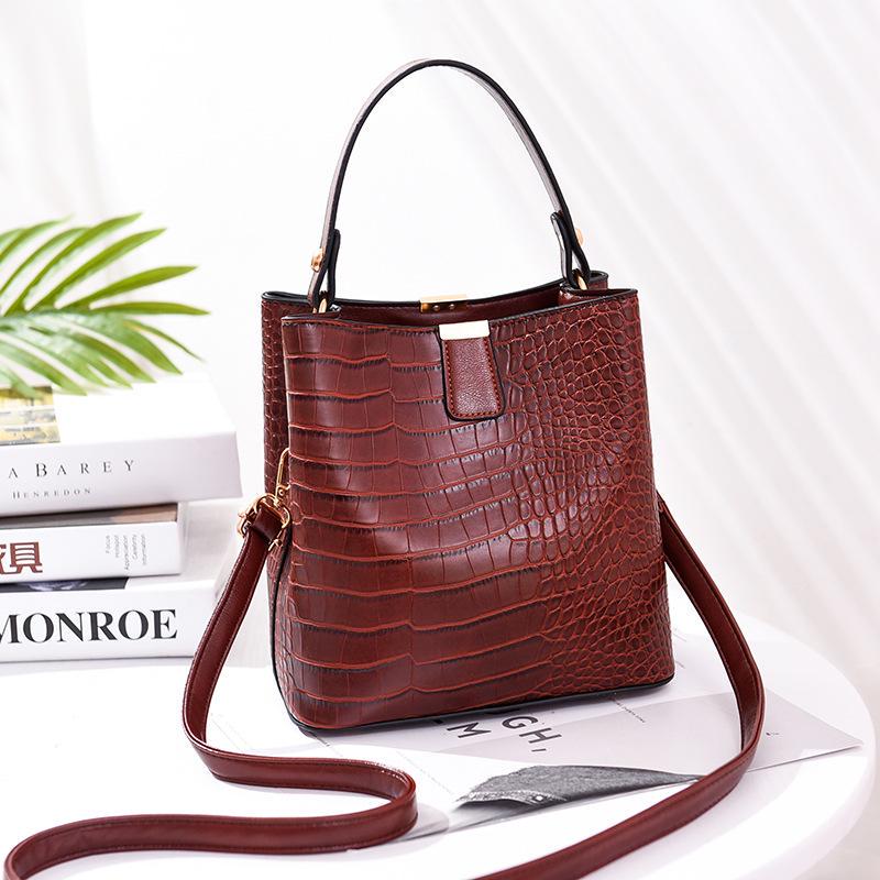 Retro Casual Alligator Handbags Women Crocodile Pattern Messenger Bag Lady Shoulder Crossbody Bag Female Purse Bucket Bags KTY