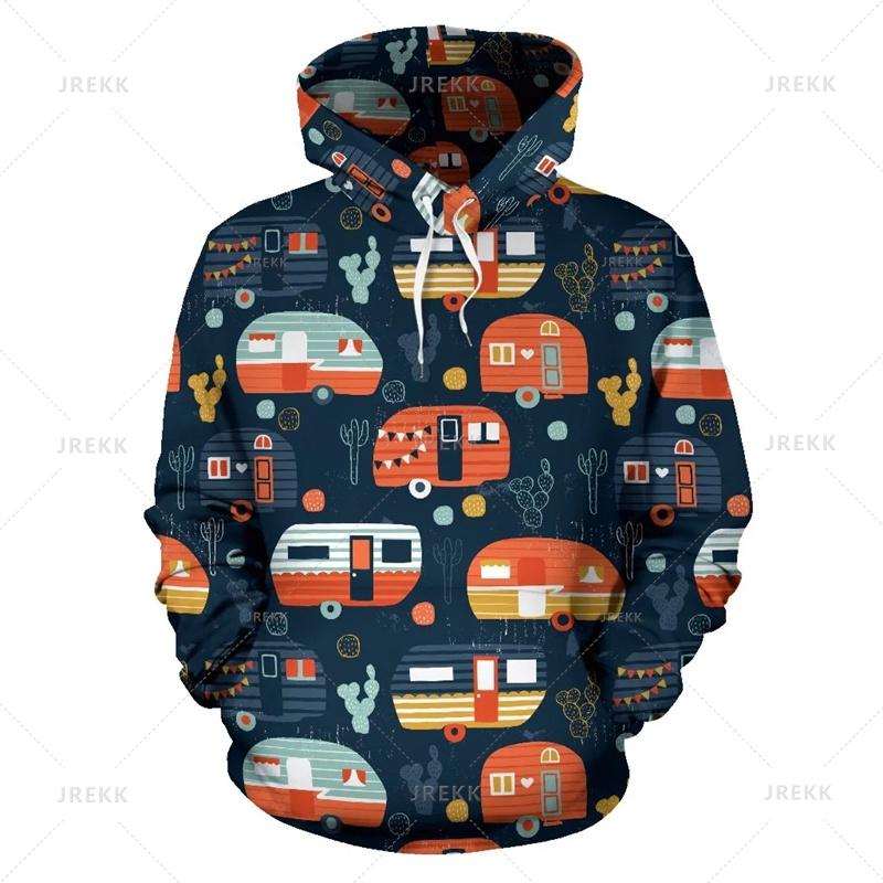 Fun Cartoon Car Series Men 3D Print Hoodie Autumn Winter Fashion Coat Comfortable Warm  Round Neck Long Sleeve Pocket Large Size Hoodies