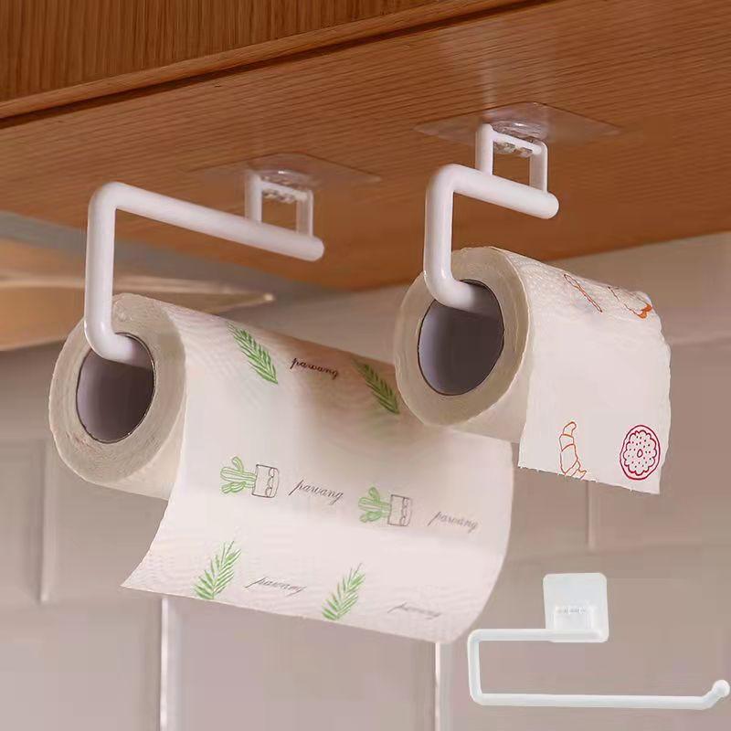 2PCS Kitchen Paper Rack Cabinet Tissue Roll Paper Rack Towel Rack Wall-mounted Storage Rack Wipe Storage Hanging Organizer Hook Holder