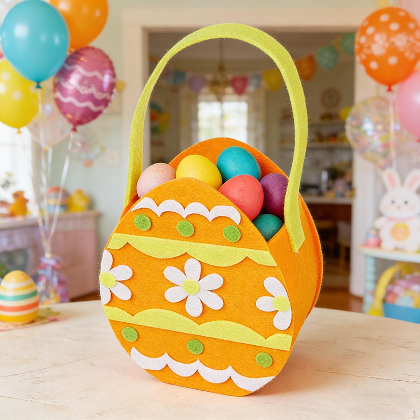 

Easter Basket Bucket Felt Handle Reusable Egg Holder Decorative Gift Container Suitable for помаранчевий