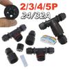 1Pcs Quick Screw Connect Push-in Terminals IP68 T Shape Waterproof Electric Connector 2/3/4/5Pin For Junction Box Wire Connector