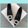Female Flat Shoes With Waterdiamond Embellishments And French Chic Design For Daily Wear