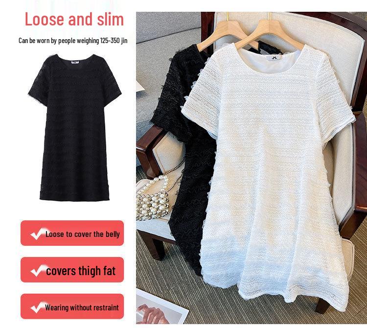 2023 Summer French Lace Plus Size Dress for Women, Straight Mid-Length Skirt