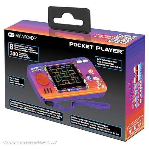 My Arcade Data East Pocket Player: Portable Game System with 308 Preloaded Retro Games, 2.75-inch Color Screen, and Speakers (DGUNL-4127), Purple