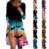 Long  Sleeve Dress For Women Casual Loose Fit Print Dress With Pockets
