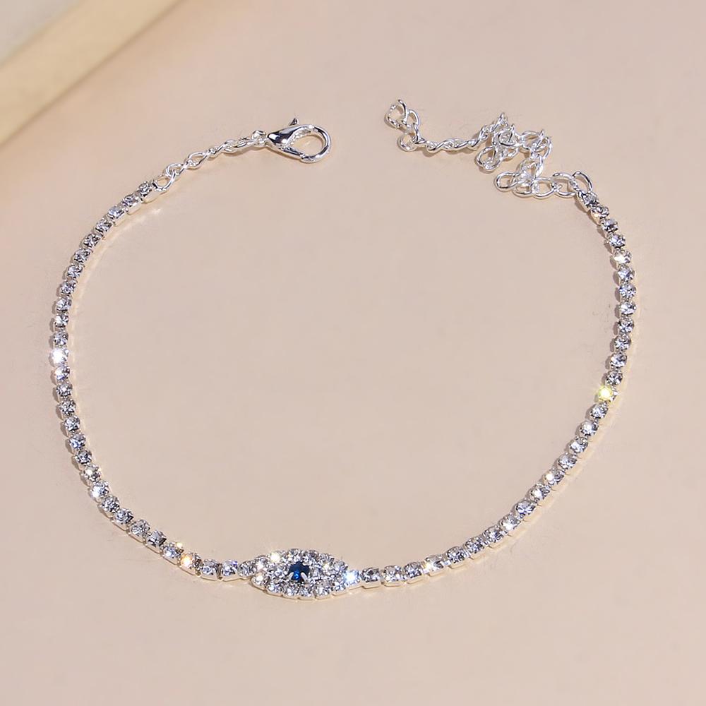 Stonefans Wvil Blue Evil Eye Anklet for Women String Boho Tennis Charm Rhinestone Ankle Bracelets Bulk Wholesale Gold Gift