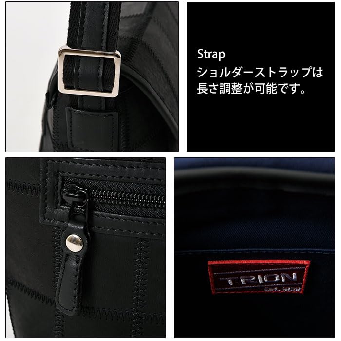DPC272 Shoulder Bag A5 Compatible Panel Leather Patchwork Magnetic Closure Black [Tryon] Men's