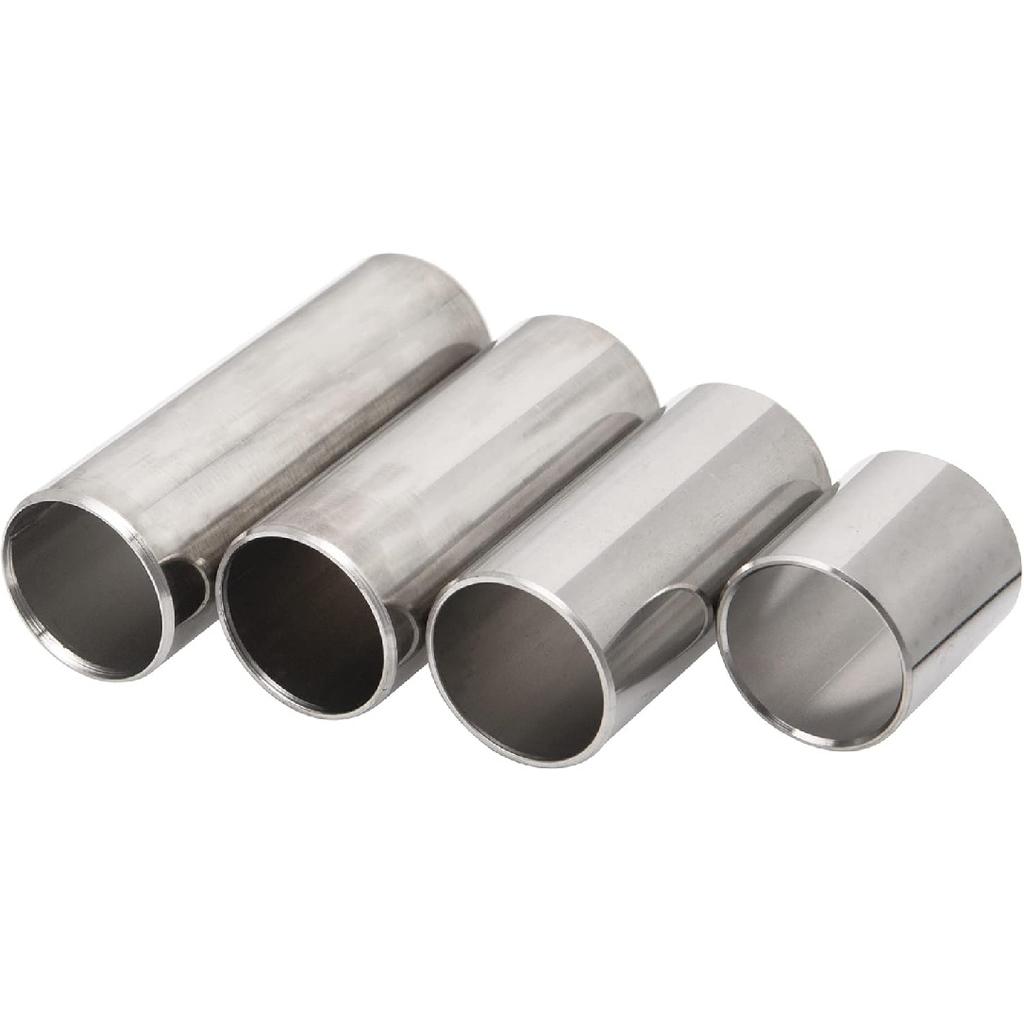 4Pcs Yootones Guitar Slides Kit 28mm/51mm/60mm/70mm Stainless Steel Slides Accessories Compatible with Electric Guitar (Silver)