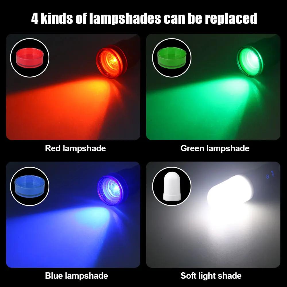 Mini Multi-color Flashlight Green/Red/Blue/White COB LED Toch Zoom USB Charging Haning Tent Lamp Hunting Outdoor Fishing Light